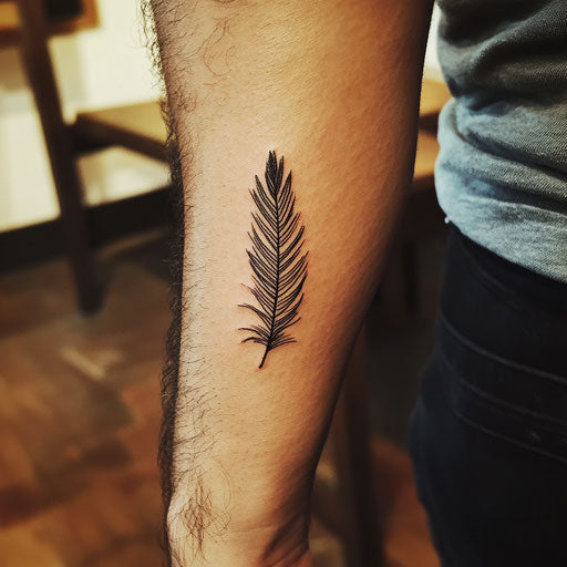 Elegant feather for simple men's tattoo