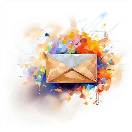 Mail clipart in the style of impressionistic art, on white background