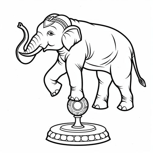 Circus elephant balancing on a ball