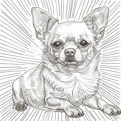 Chihuahua basking in a sunbeam, detailed illustration