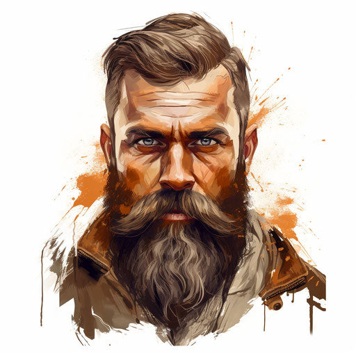 Beard clipart in Oil painting style, white background