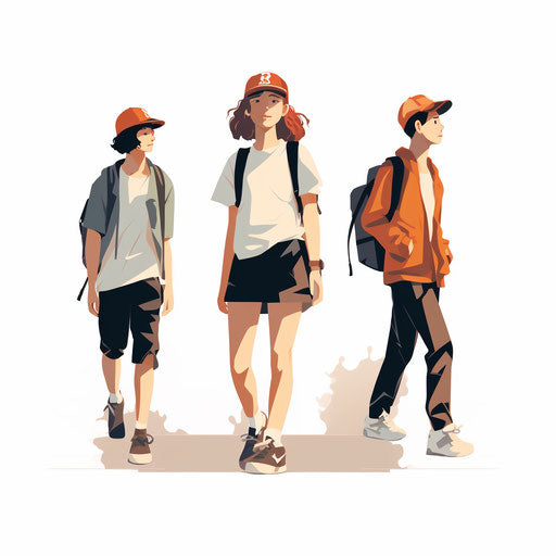 Youth illustration in Minimalist style, on white background