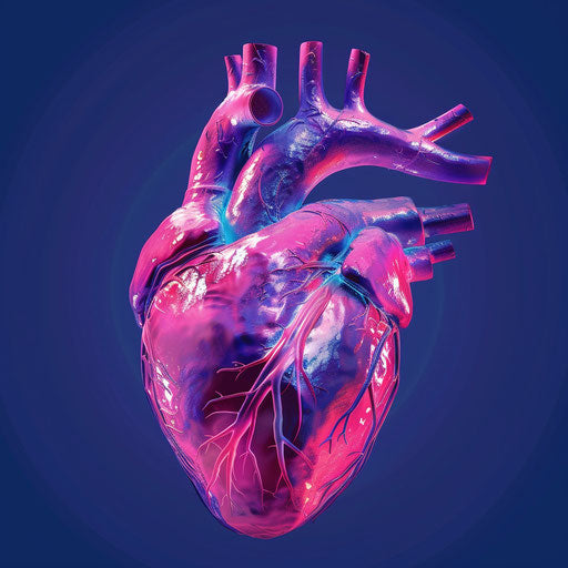 Realistic heart with blur on flat indigo background