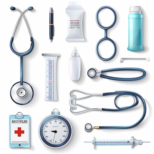 Realistic healthcare clipart on flat white background