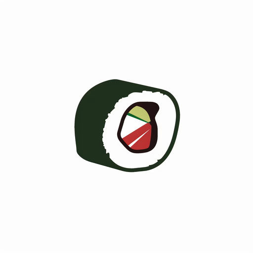 Simple vector icon of sushi, dark red and green