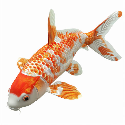 Realistic koi fish clipart on flat white background