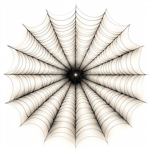 Spider Web Drawing in the Chiaroscuro Art Style, White Background