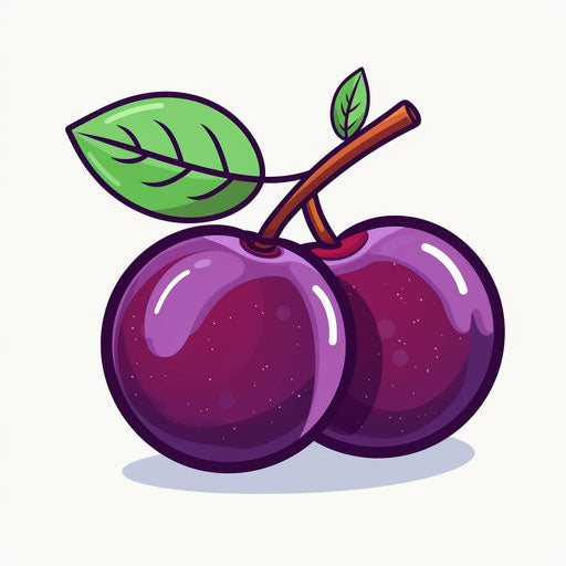 Illustration of plum in the minimalist style, on white background
