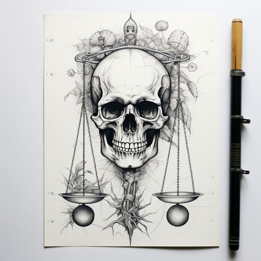 Skull on a scale tattoo image