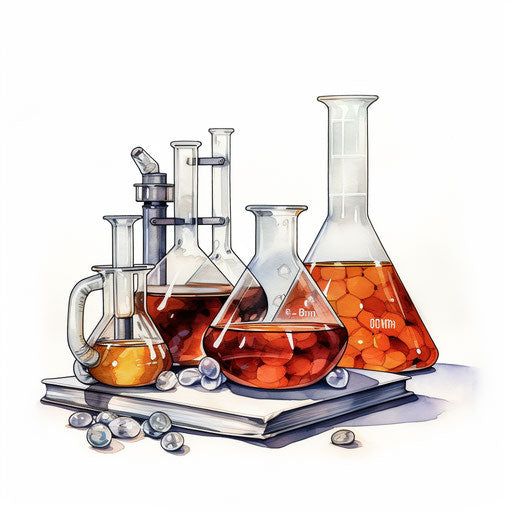 Chiaroscuro Art style chemistry clip art on white background