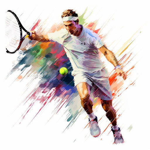 Tennis clipart in the style of Impressionistic Art, on white background