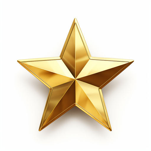 Golden star clipart in the style of Chiaroscuro Art, on white background