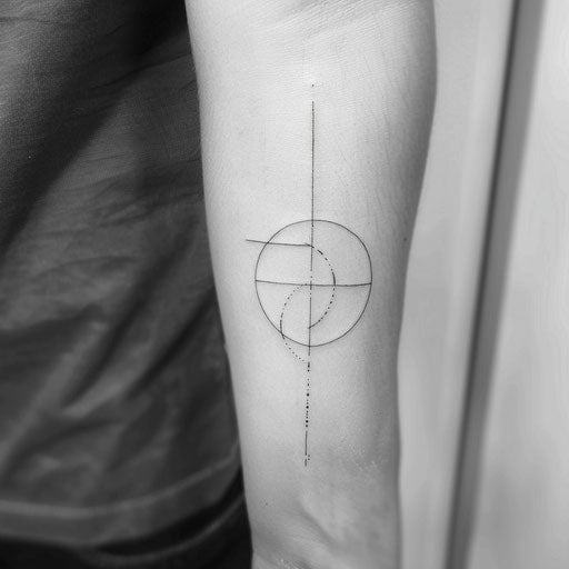 Minimalist flat tattoo sketch of a perfect geometric circle