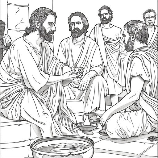 Jesus washes disciples' feet