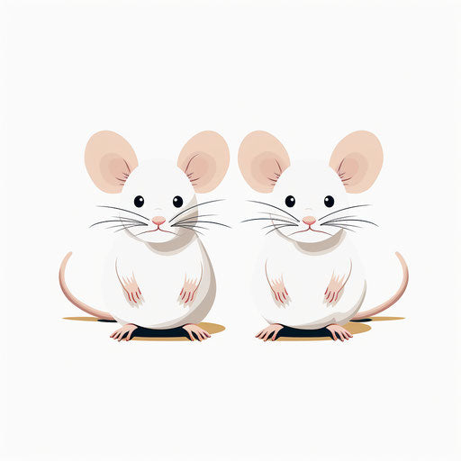 Minimalist mice illustration on white background