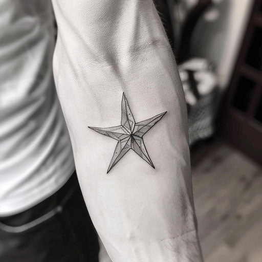 Minimalist nautical star with grey-white gradient