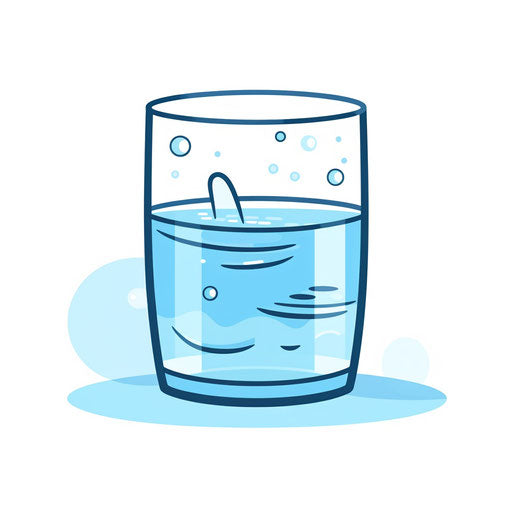 Clear water flow, minimalist style, white background