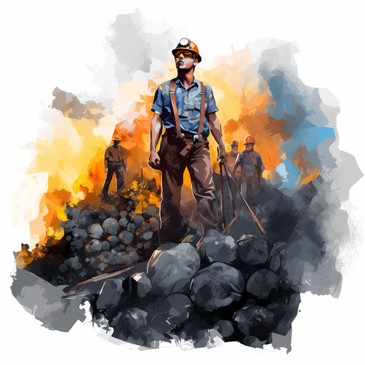 Coal in Impressionistic Art on white background