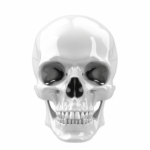 White skull shaped emoji on white background