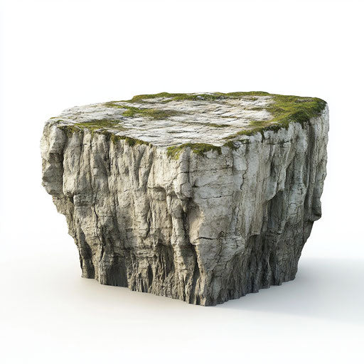 3D cliff on flat white background, isolated clipart