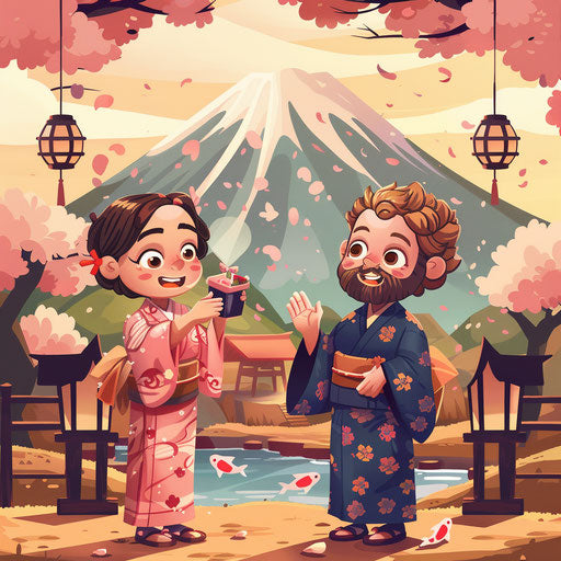 Happy Birthday Celebration Under Cherry Blossoms