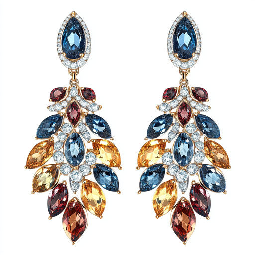 Realistic clipart of earrings, high resolution, isolated