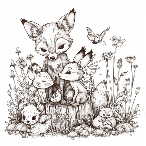 Whimsical Father's Day in the forest with playful creatures