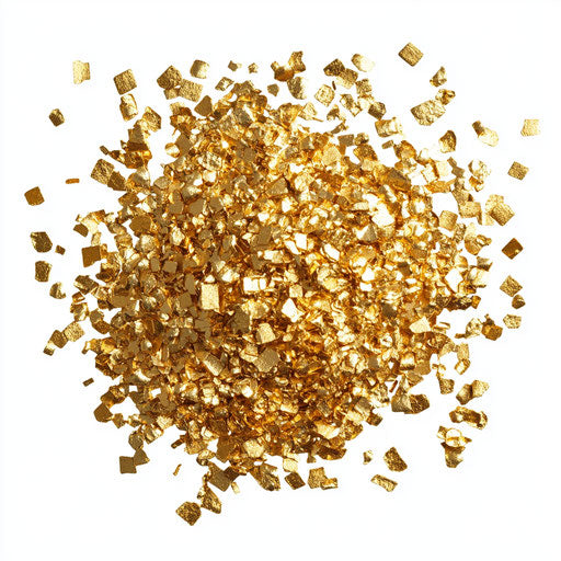 Realistic gold confetti, high resolution, isolated