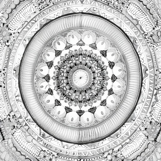 Intricate lace circle coloring page