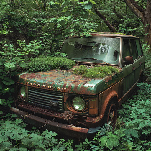 Rusted 1993 Range Rover repurposed as garden feature