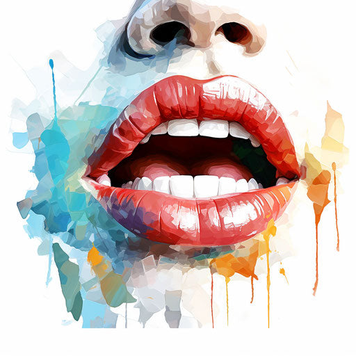 Impressionistic style illustration of mouth on white background