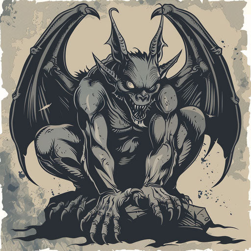 Gritty clipart style flat tattoo sketch of a gargoyle tattoo