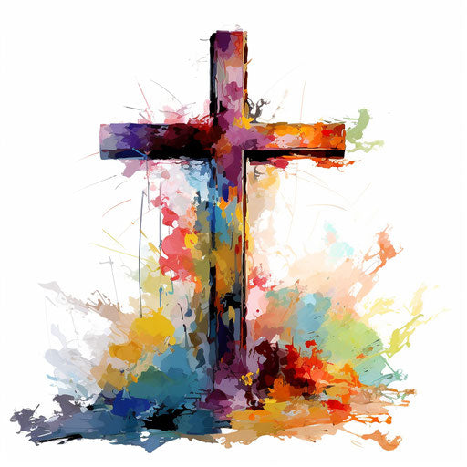 Cross clipart in the style of Impressionistic Art, on a white background