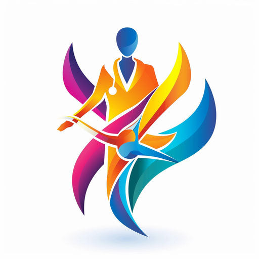 Innovative doctor logo with tech-inspired elements and bright colors, on a white background