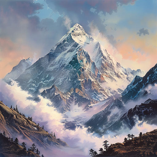 Mystical Everest with mist in the valley