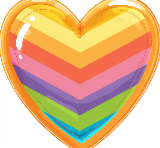 Rainbow heart with orange outline