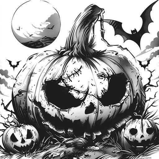 Halloween illustration, clean inking style, smilecore, aggressive digital art, light gray and black, rounded