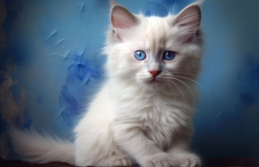 Kitten for sale in beige and aquamarine style, soft femininity