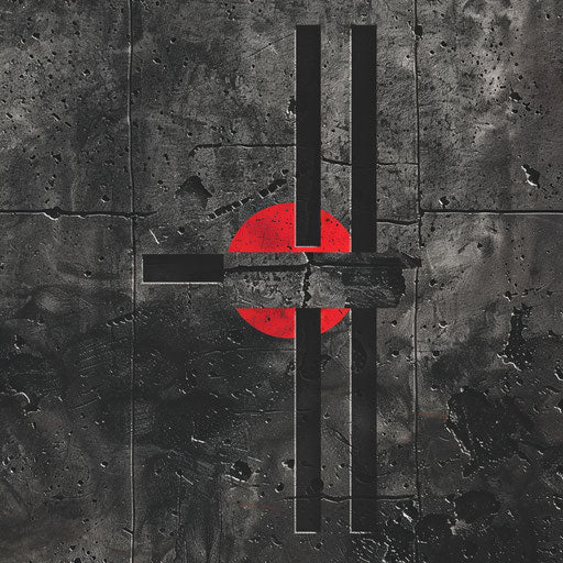 Logos with rugged textures and bold fonts in black and red