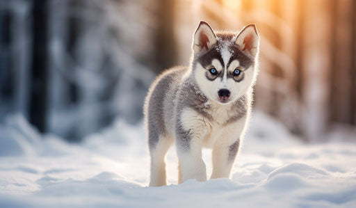 Siberian Husky Puppy Walking in the Snow