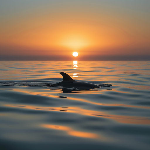 Serene sunrise over the Gulf of California with a vaquita porpoise gently surfacing calm waters