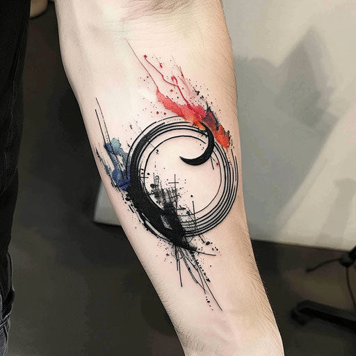 Contemporary flat tattoo sketch of a circle with modern design
