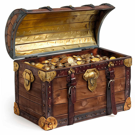 Realistic treasure chest on white background