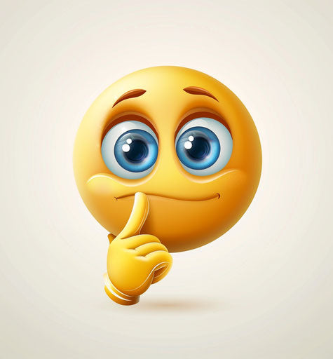 Pensive yellow smiley face with blue eyes