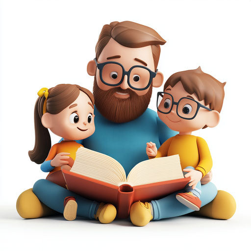 3D story with isolated clipart on flat white background