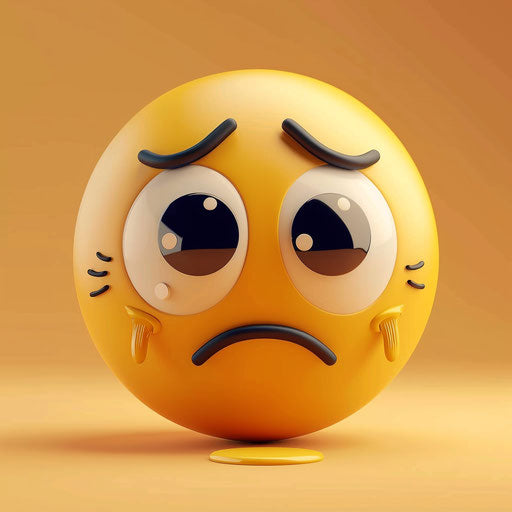 Yellow face crying with tears rolling down black eyes