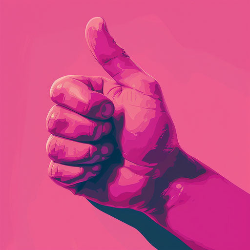 Thumb clipart on bright flat magenta background