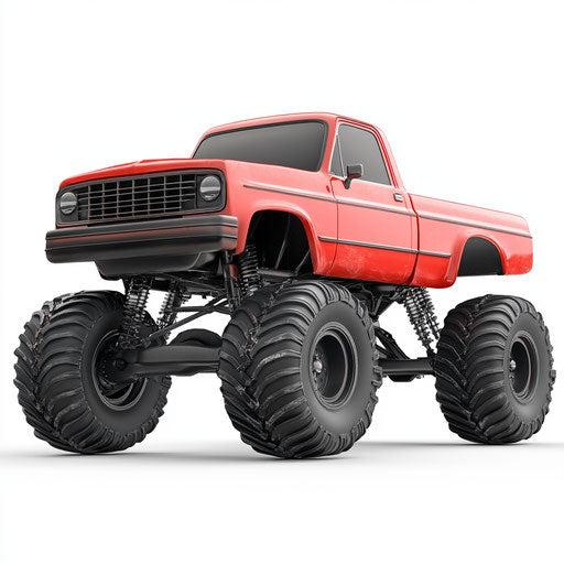 3D monster truck on flat white background