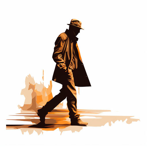 Walking clipart in the style of Chiaroscuro Art, on white background