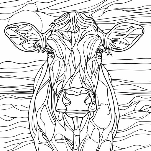 Minimalist cow with abstract forms in the style of Ruben Ireland